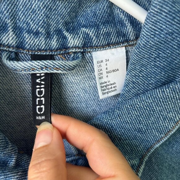 Patchwork Denim Jacket Womens 4 Blue Cottagecore Grandma - Picture 3 of 7